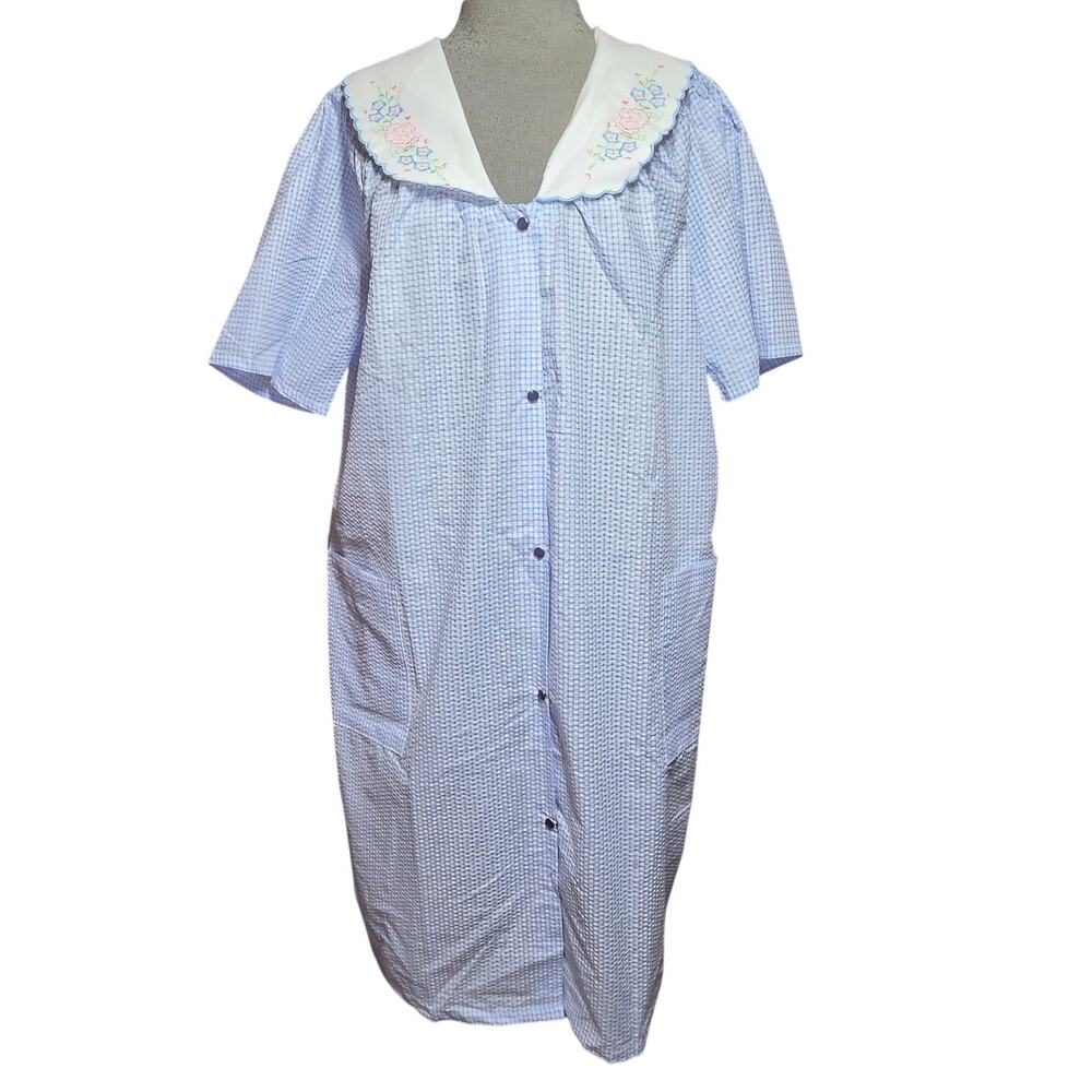 Vintage Blue Plaid Nightgown Size XL New with Tag